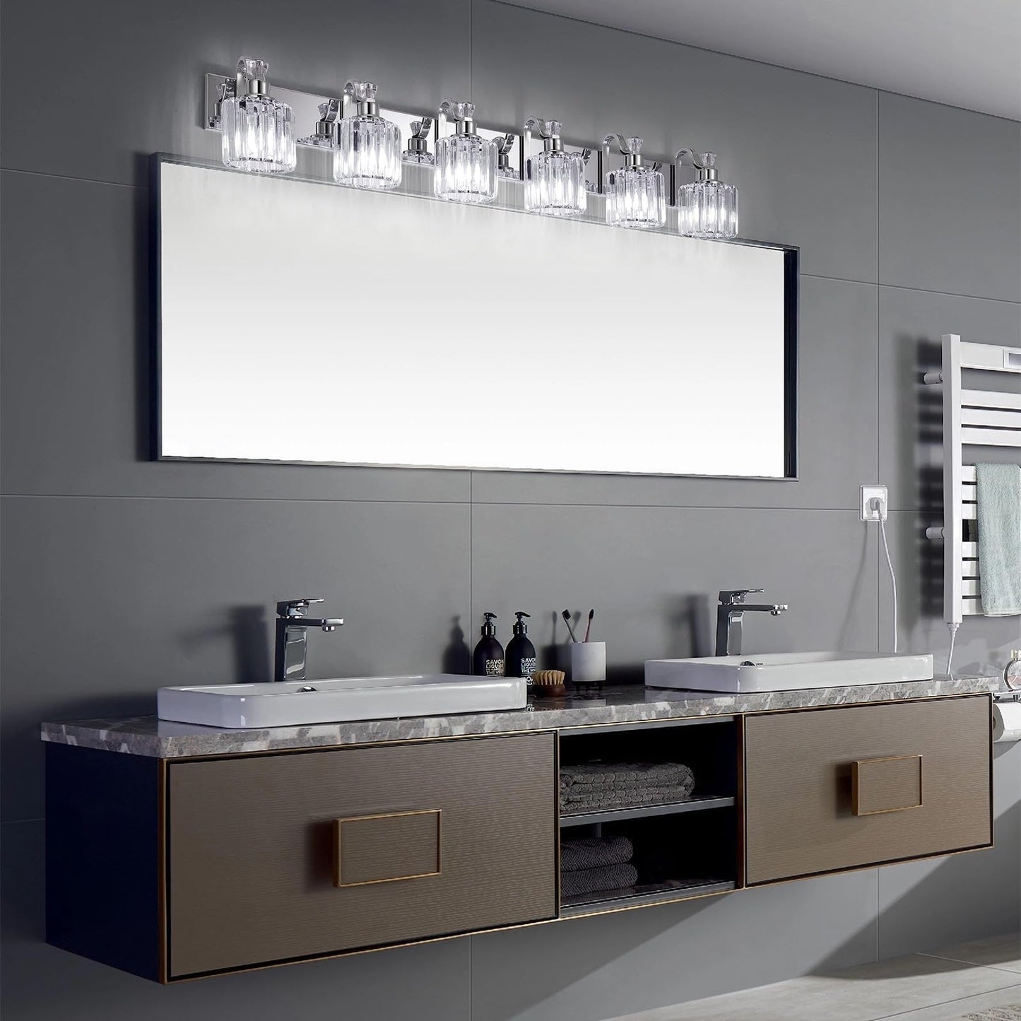 Modern Crystal Bathroom Vanity Lights Dimmable Wall Sconces