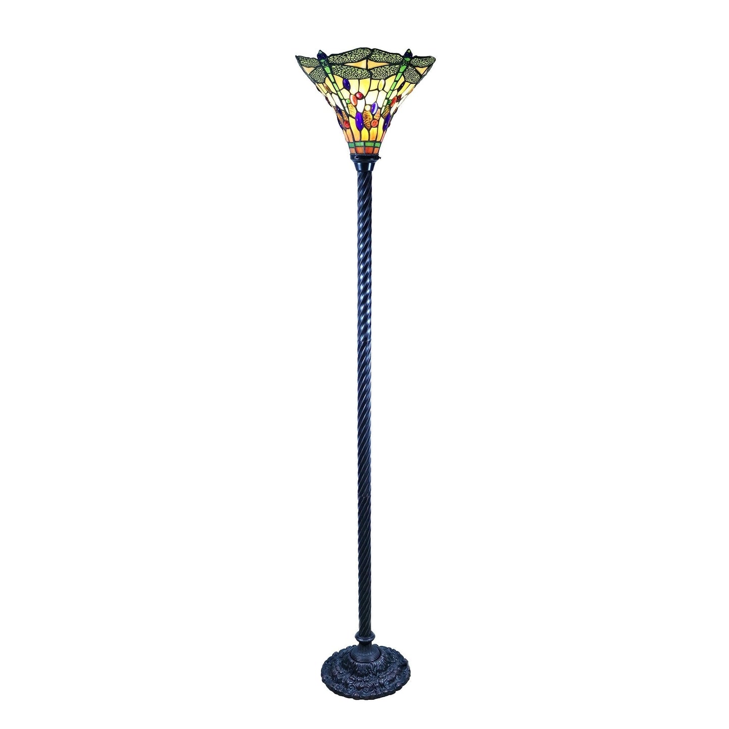 Tiffany-style Dragonfly Torchiere Lamp