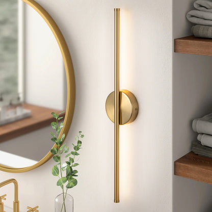 1-Light Black/ Gold/ Nickel Modern Long Linear Strip Wall Sconce Dimmable LED Bathroom Vanity Light