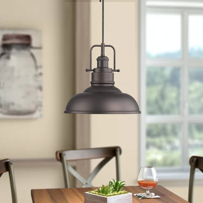 1-Light Industrial Farmhouse Metal Dome Pendant Light, Oil Rubbed Bronze Finish