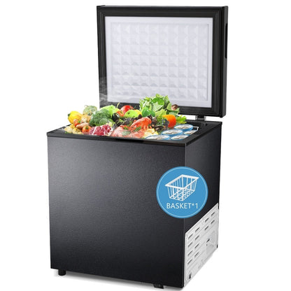1.8 Cu.Ft Chest Freezer with Removable Basket, Bottom Drain, 7-Level Thermostat, Freestanding Design for Home and Apartment
