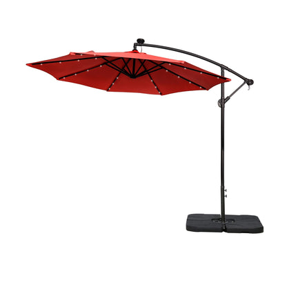 10 Ft. Solar Power Lighted Patio Umbrella with Base Stand