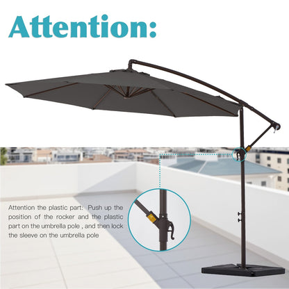 10 ft Steel Crank-lift Cantilever Umbrella With Weighted Base