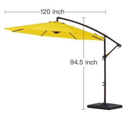10 ft Steel Crank-lift Cantilever Umbrella With Weighted Base