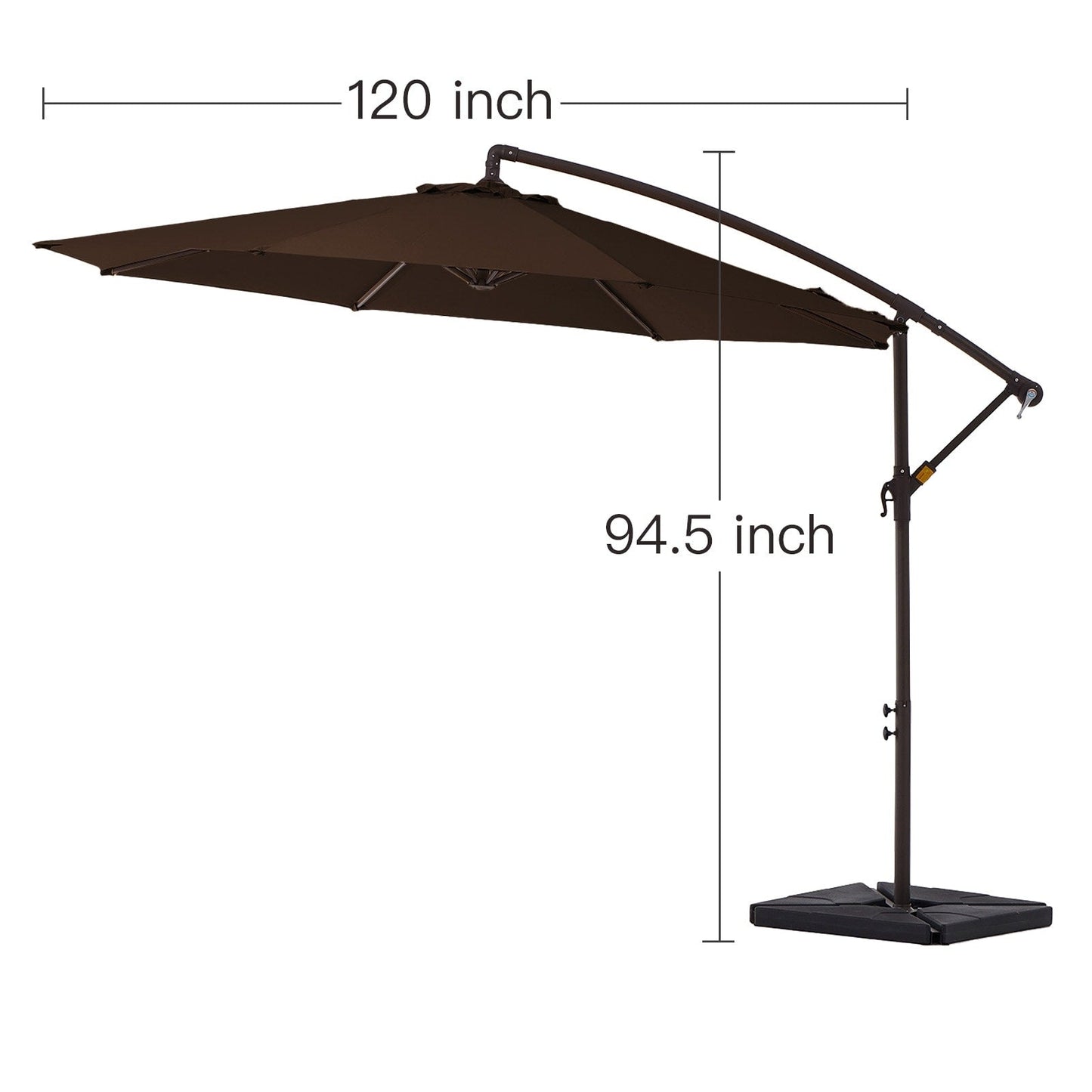10 ft Steel Crank-lift Cantilever Umbrella With Weighted Base