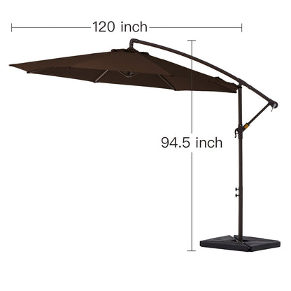 10 ft Steel Crank-lift Cantilever Umbrella With Weighted Base