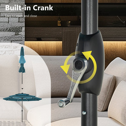 MAISON ARTS 10ft 3 Tier Auto-tilt Patio Umbrella Outdoor Double Vented Umbrella with LED Lights