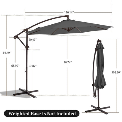 10ft Steel Crank Lift Hanging Offset Cantilever Umbrella