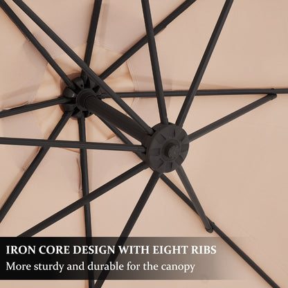 10ft Steel Crank Lift Hanging Offset Cantilever Umbrella