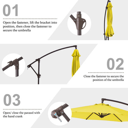 10ft Steel Crank Lift Hanging Offset Cantilever Umbrella