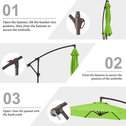 10ft Steel Crank Lift Hanging Offset Cantilever Umbrella