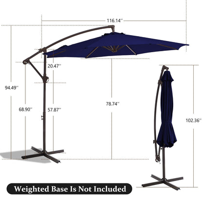 10ft Steel Crank Lift Hanging Offset Cantilever Umbrella