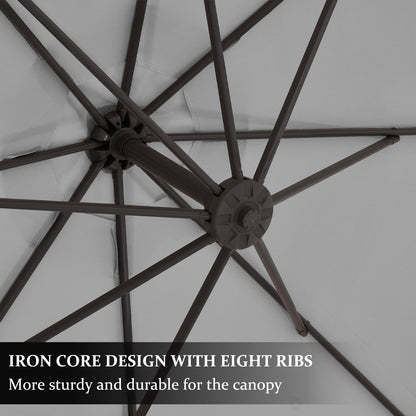 10ft Steel Crank Lift Hanging Offset Cantilever Umbrella