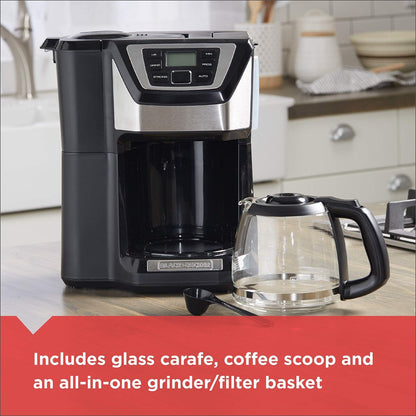 12-Cup Mill and Brew Coffe Maker, CM5000B, 24-Hour Programble, Built-in Grinder, Sneak-A-Cup, Permanent Washable Fitler