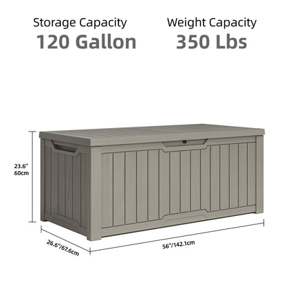 120-260 Gallons Large Resin Water Resistant Lockable Deck Box