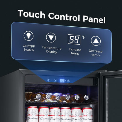 145 Can Beverage Refrigerator, 4.4Cu.Ft. Mini Fridge with Glass Door for Soda, Beer, Wine – Clear Front for Home, Office, or Bar