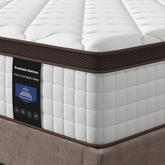 14 Hybrid Mattress - Bamboo Charcoal Gel Memory Foam & 7-Zone Pocket Coil Support, Medium Firm, 100-Night Trial