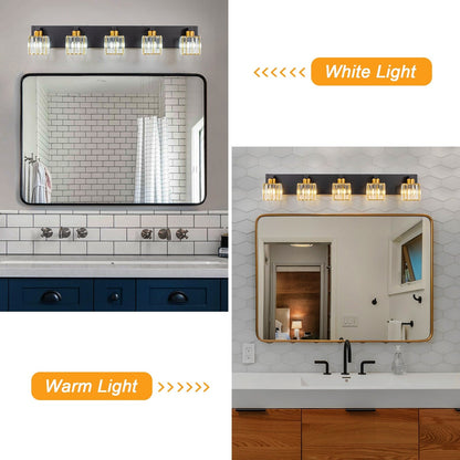 2/3/4/5 Light Bathroom Vanity Light Wall Sconce with Crystal Shade