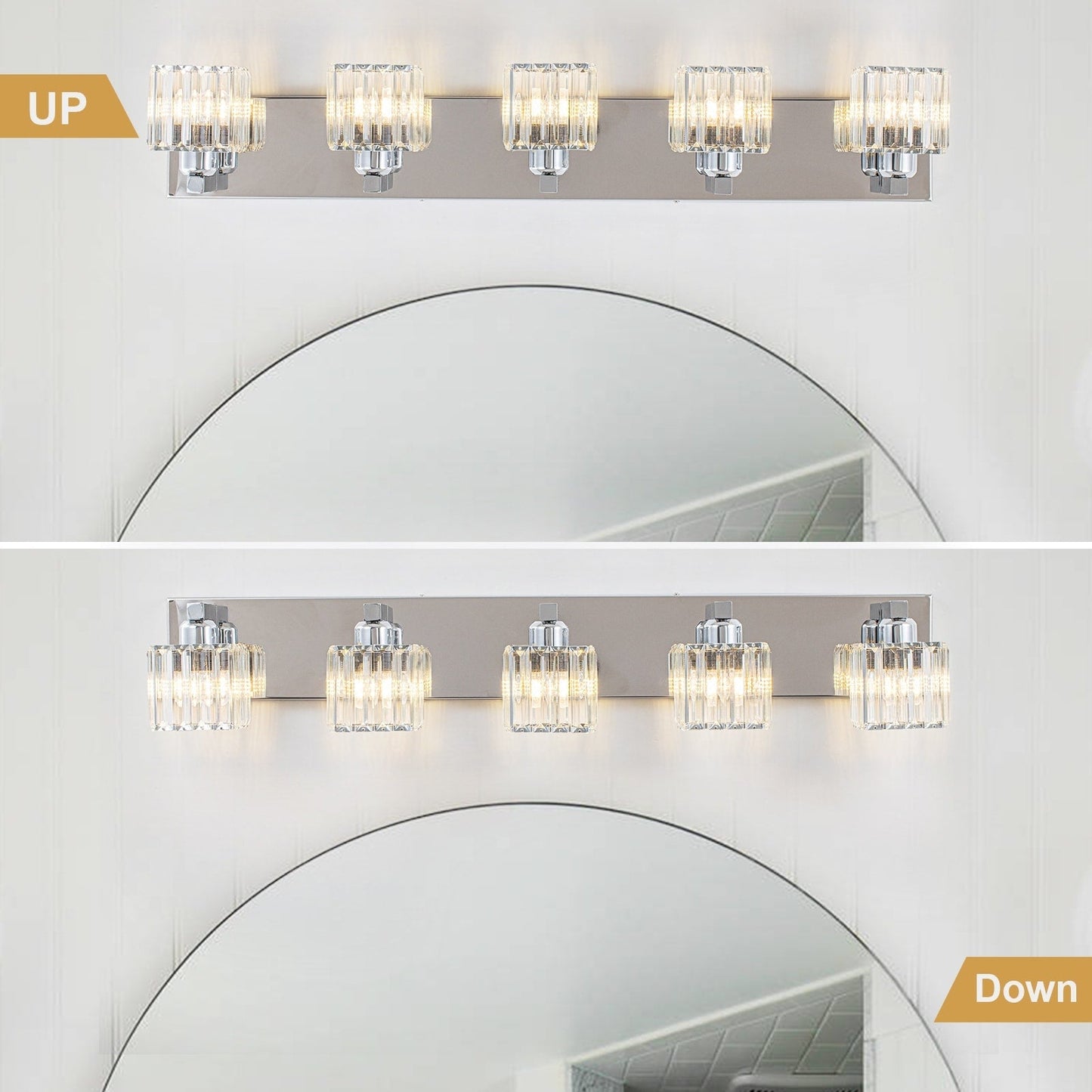 2/3/4/5 Light Bathroom Vanity Light Wall Sconce with Crystal Shade