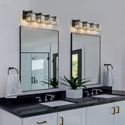 2/3/4/5 Light Bathroom Vanity Light Wall Sconce with Crystal Shade