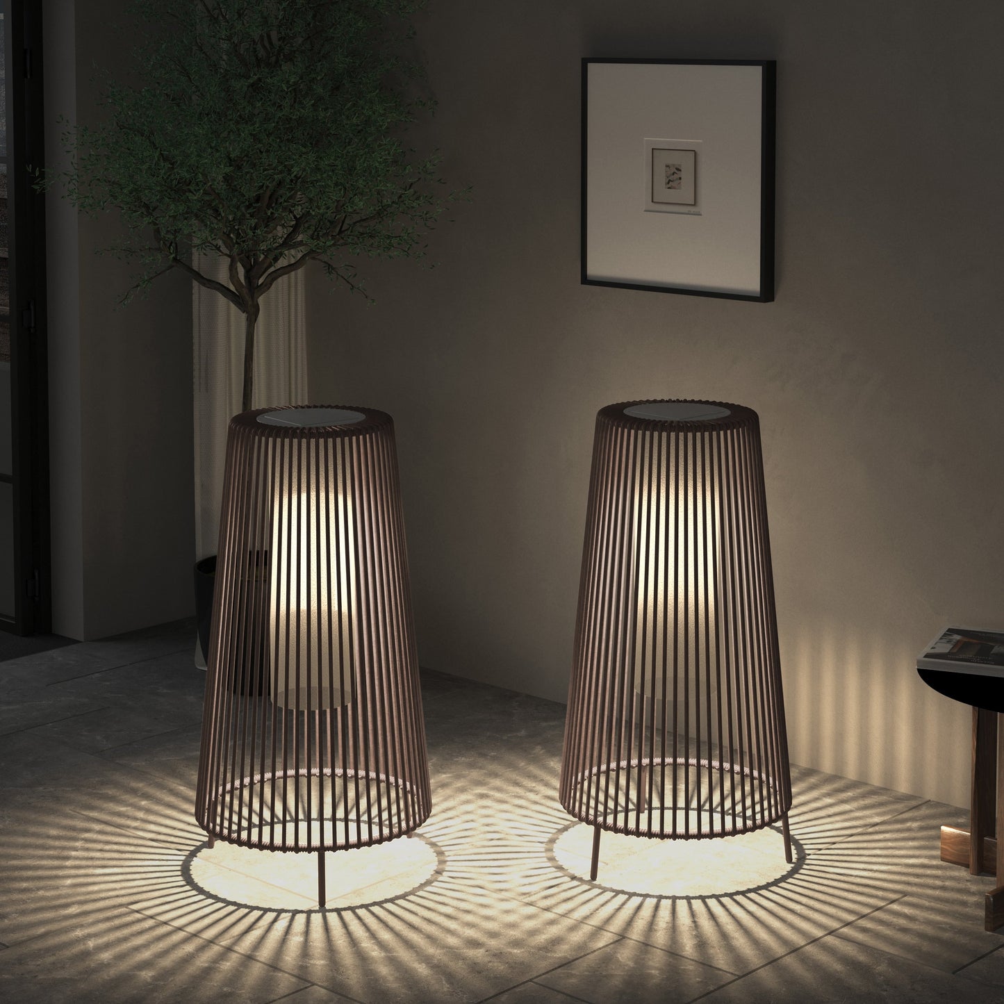 2 Pack Outdoor Solar Light Floor Lamps