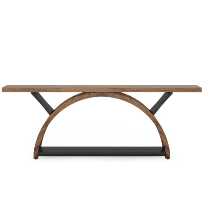 2-Tier Narrow Long Console Sofa Table with Semi-Circular Frame for Entryway,Gray Hallway Accent Tables
