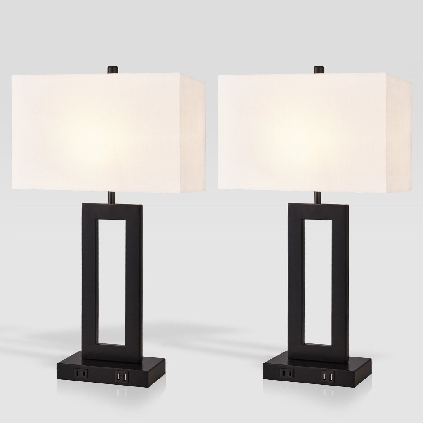 22 Gray USB Table Lamp Set With Touch Control