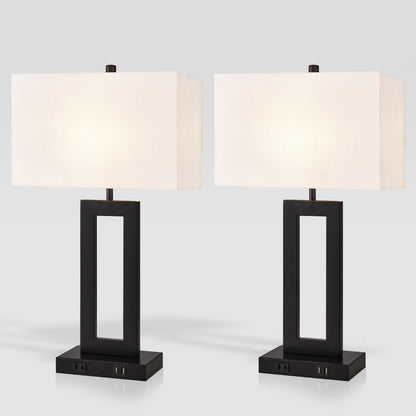 22 Gray USB Table Lamp Set With Touch Control