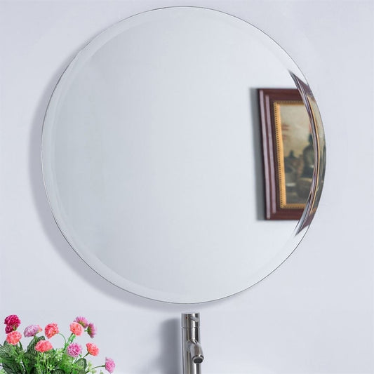 22 Round Frameless Bathroom Vanity Mirror - Mirrored Glass - 22 in.