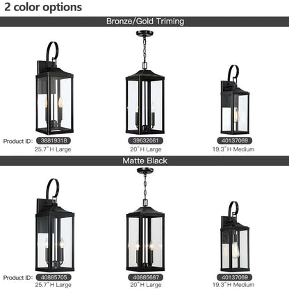 25.7H 2-Light Large Outdoor Bronze Exterior Wall Lantern Sconce Light