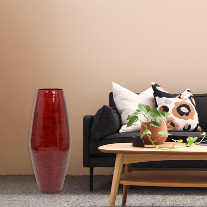 Uniquewise Tall Cylinder Bamboo Floor Vase Decorative Accent for Hotel Lobbies and Spa, Perfect Decor for Living Room or Hallway