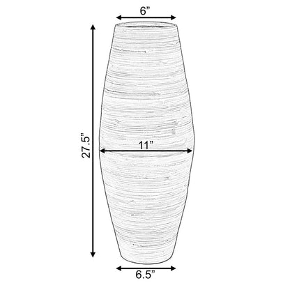 Uniquewise Tall Cylinder Bamboo Floor Vase Decorative Accent for Hotel Lobbies and Spa, Perfect Decor for Living Room or Hallway
