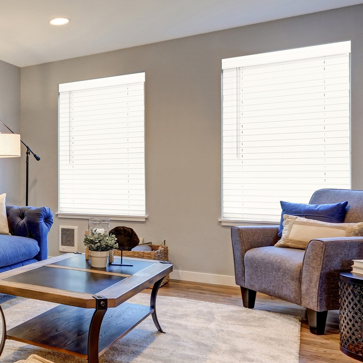 2 Cordless Faux Wood Blind - Bright White