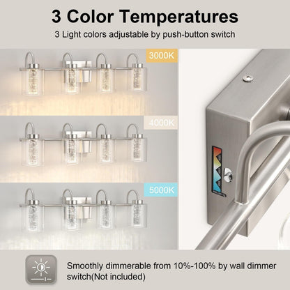 3/4/5/6 Light Brushed Nickel Bathroom Light Fixtures