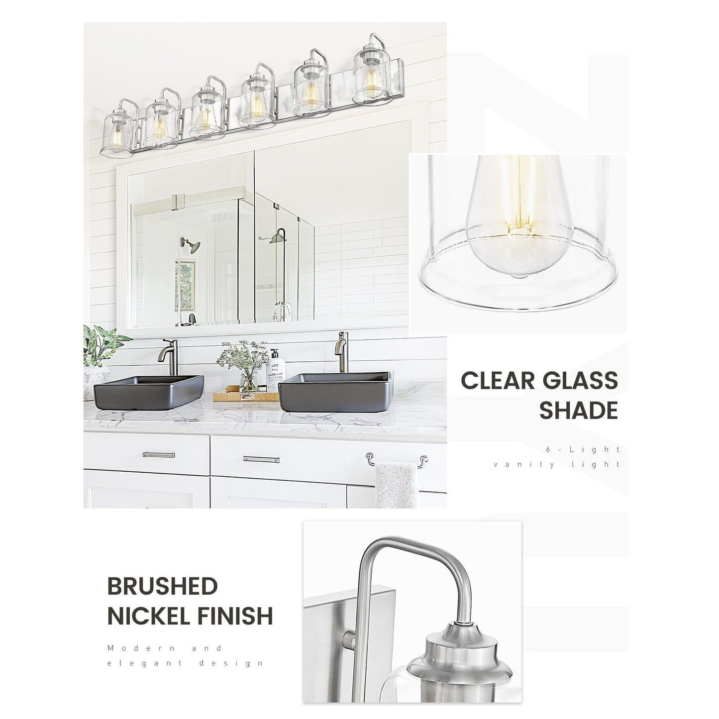 3/4/5/6-Light Modern Vanity Lights Over Mirror for Bathroom