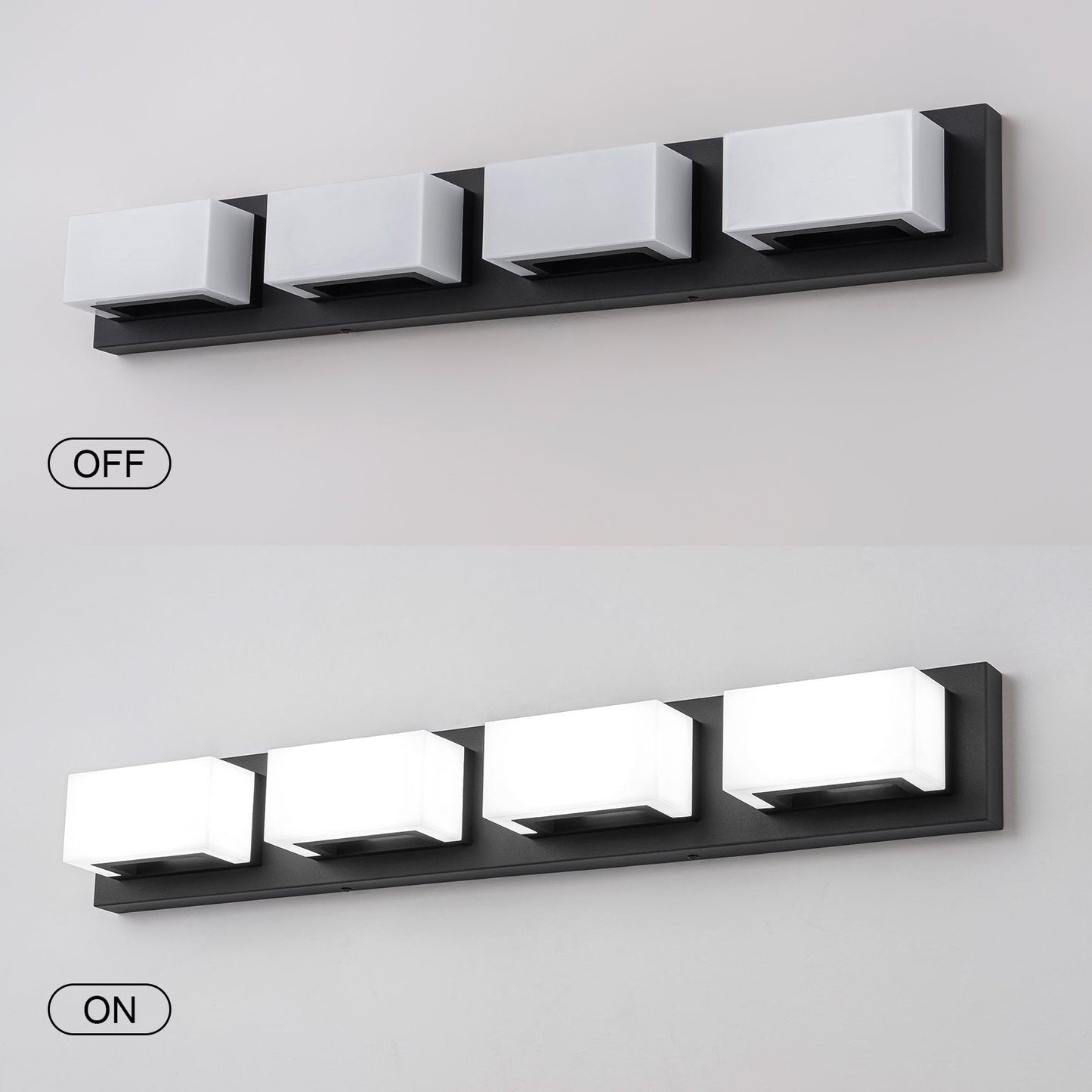 3/4/5-Light Dimmable Matte Black Modern Bathroom LED Vanity Light