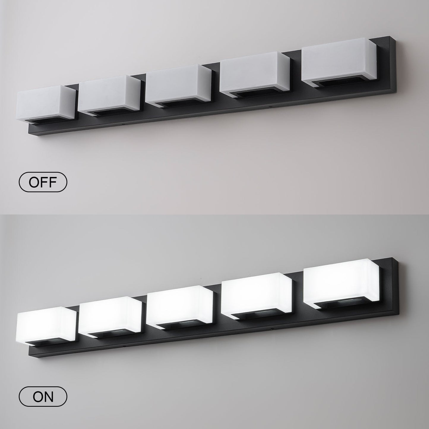 3/4/5-Light Dimmable Matte Black Modern Bathroom LED Vanity Light