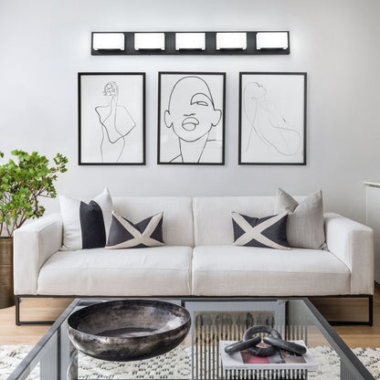 3/4/5-Light Dimmable Matte Black Modern Bathroom LED Vanity Light