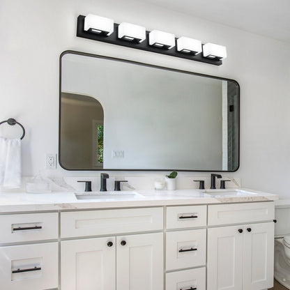3/4/5-Light Dimmable Matte Black Modern Bathroom LED Vanity Light