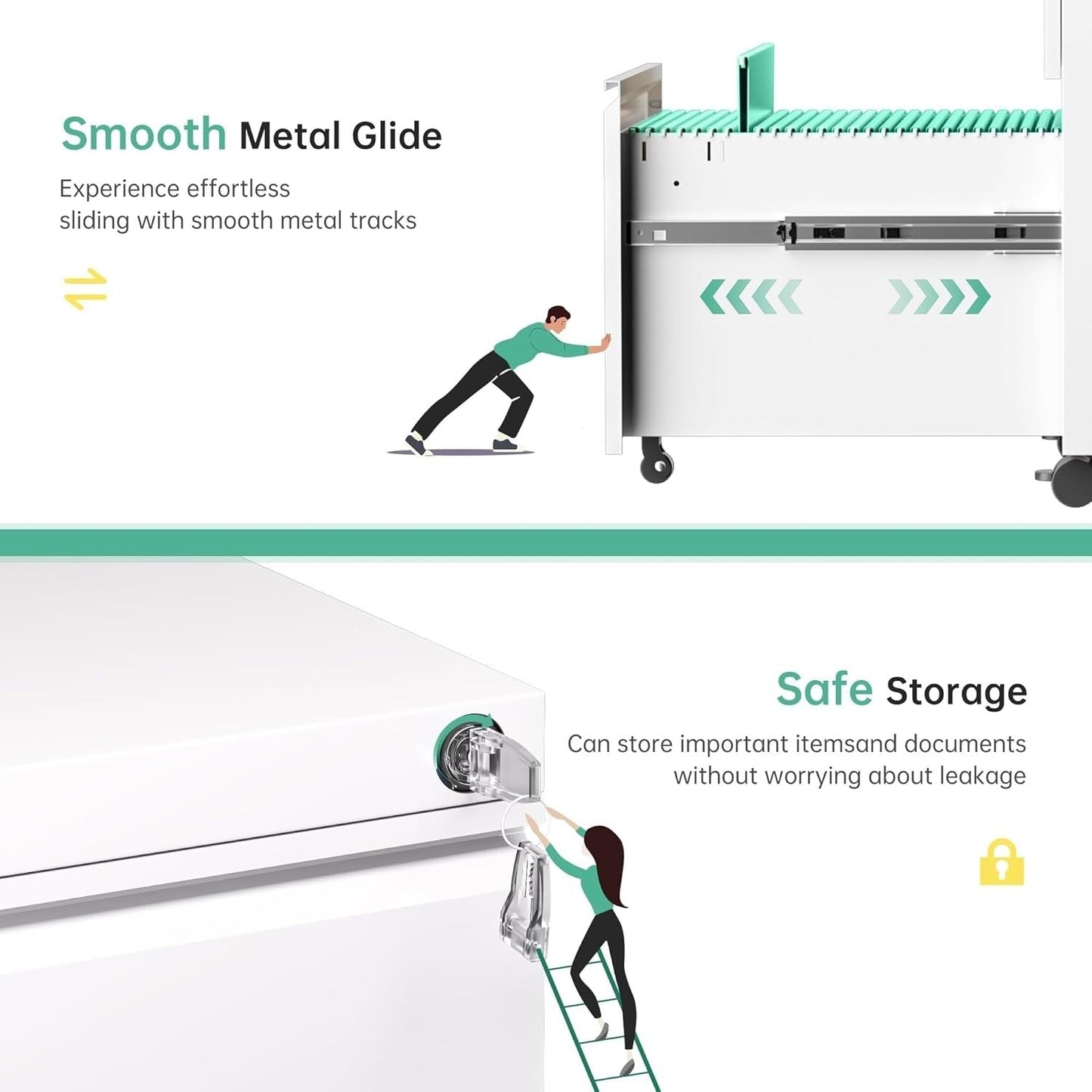 3 Drawer Metal Locking File Cabinet for Home Office, Rolling Cabinet Fully Assembled