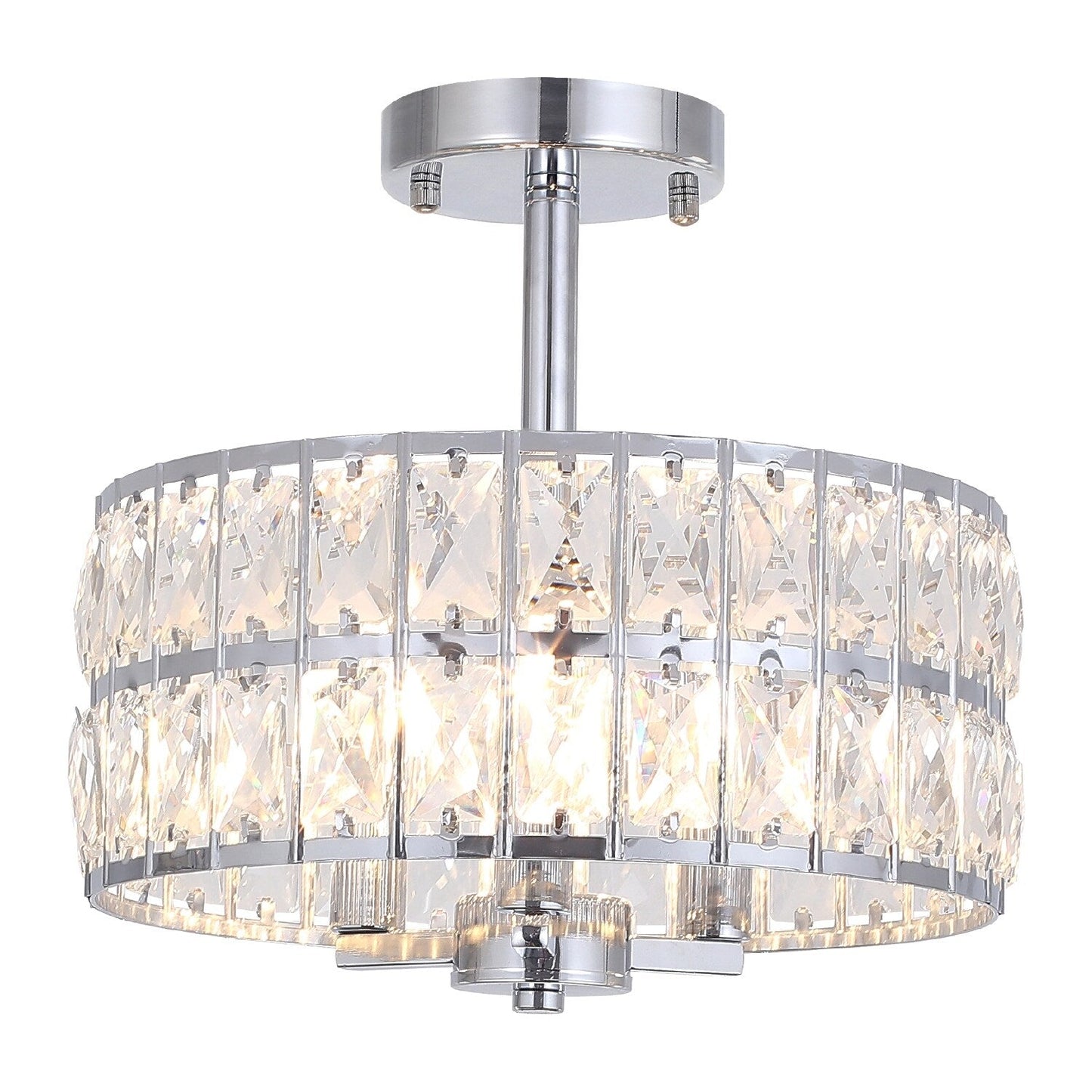 3-Light Crystal Semi Flush Mount Lights for Living Room Hallway