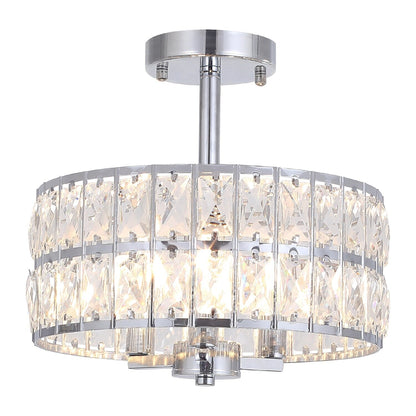 3-Light Crystal Semi Flush Mount Lights for Living Room Hallway