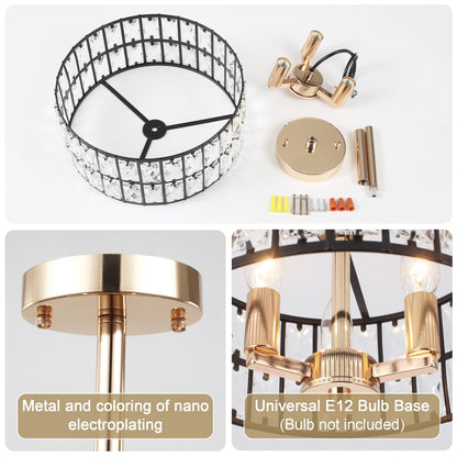 3-Light Crystal Semi Flush Mount Lights for Living Room Hallway