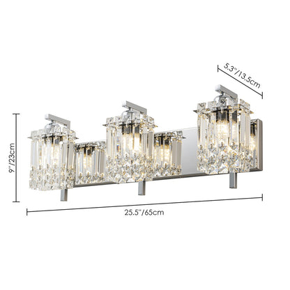 3-Light Modern Glam Bathroom Vanity Lights Crystal Wall Sconce Light for Mirror
