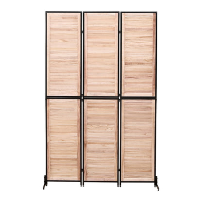 3 Panel Room Dividers and Folding Privacy Screen Natural Wooden Room Partitions 6ft Wall Divider for Room Separation