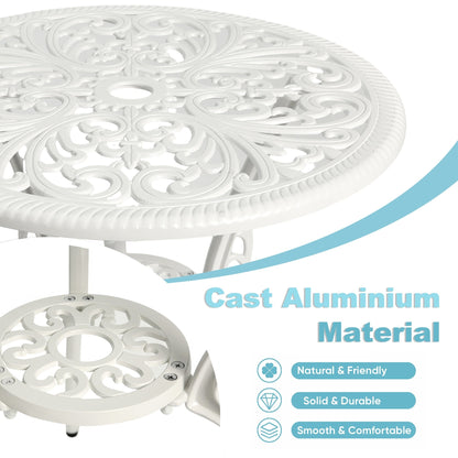 3-Piece Aluminum Outdoor Patio Butterfly Table and Chairs with Umbrella Hole