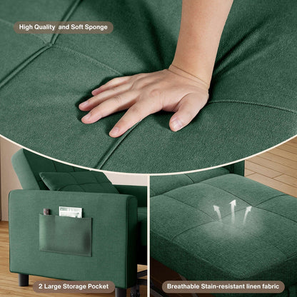 3-in-1 Adjustable Sleeper Sofa Bed, Pull Out Chair Sofa, Convertible Folding Bed for Living Room