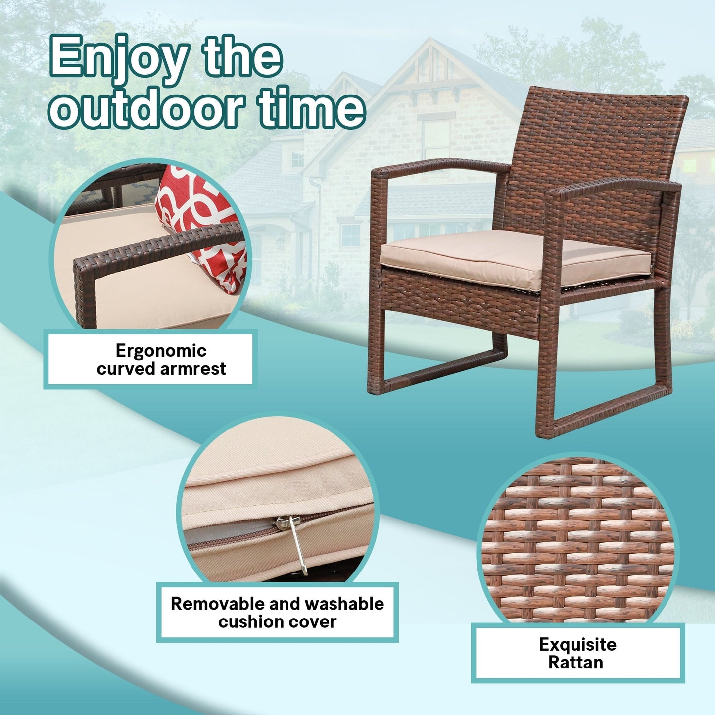 3-pc. Outdoor Cushioned Wicker Chat Set