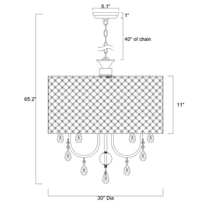 Round Beaded Drum Chandelier with Hanging Crystals