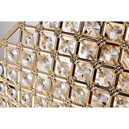 Round Beaded Drum Chandelier with Hanging Crystals